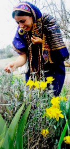 Our spring 2013 volunteer, Prtvi, a Hindu nun, smelling flowers